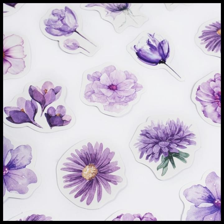 

BEST DEAL STICKER PACK ISI 46 LEMBAR PURPLE FLOWER EDITION STIKER DECO BUNGA DIY !!!!!!