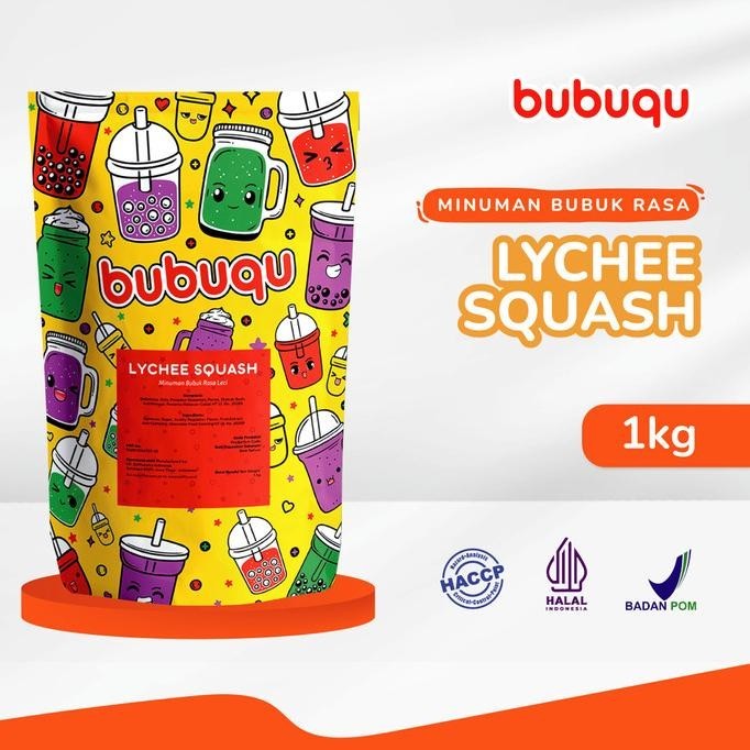 

NEW PRODUK BUBUQU POWDER DRINK LYCHEE SQUASH - BUBUK MINUMAN BUAH LECI 1 KG !!!!!