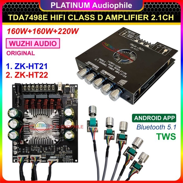 Tda7498 Amplifier Class D Hifi 2.1 Ch Bluetooth 5.0 Zk-Ht21 Zk-Ht22 Original