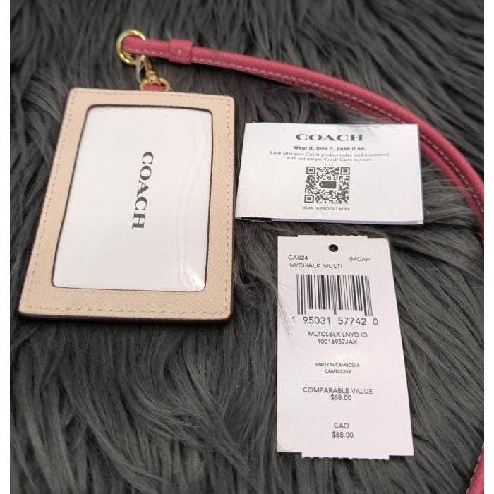 

100% Uthentic Coach Id Lanyard In Khaki (Chalk) Premium Murah Baru