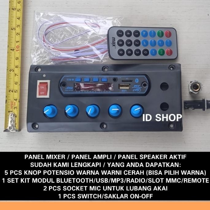 Panel Speaker Aktif Kit Modul USB Bluetooth Mp3 Knob Warna Soket MIC