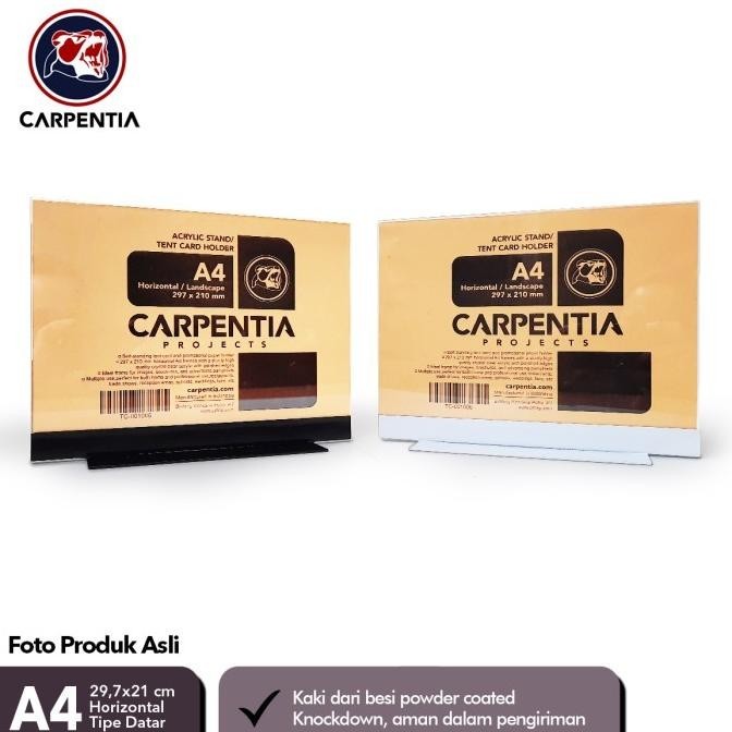 

Carpentia Stand Acrylic Besi /Datar A4 Horizontal 29,7X21Cm /Tent Card Kualitas Premium