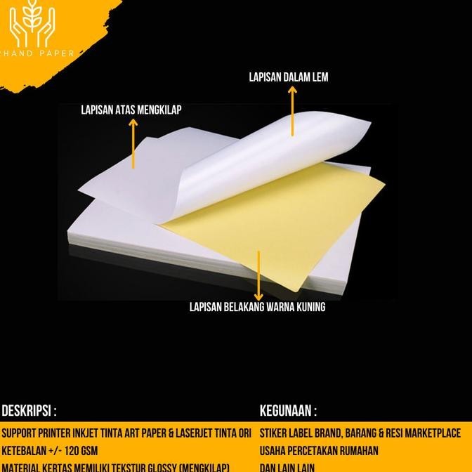 

Kertas Stiker Chromo Glossy A4 500Pcs / Kertas Stiker / Sticker Cromo