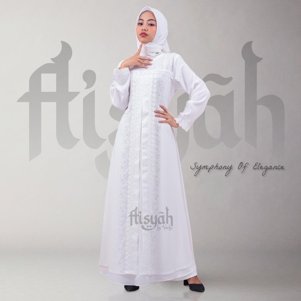 Gamis Abaya Remaja Aisyah 01 Baju Putih Kekinian Putih Renda Mewah Dan Elegan Gamis Abaya Remaja