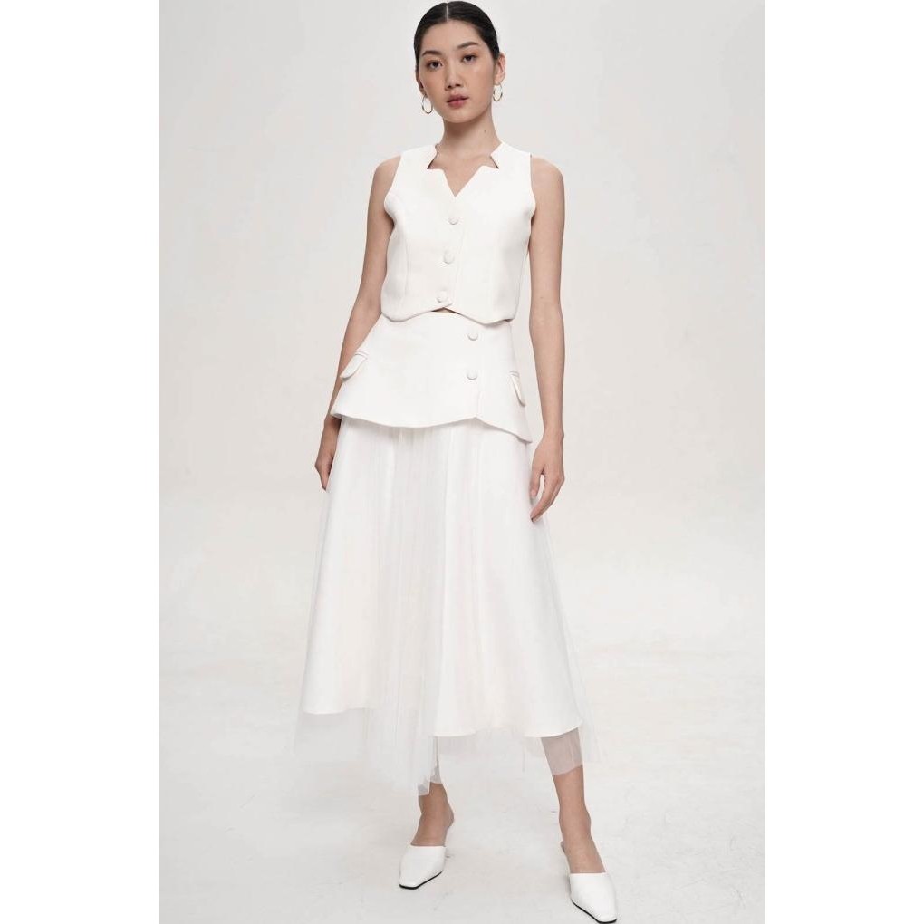 LOVE AND FLAIR - Jiva Skirt in Broken White