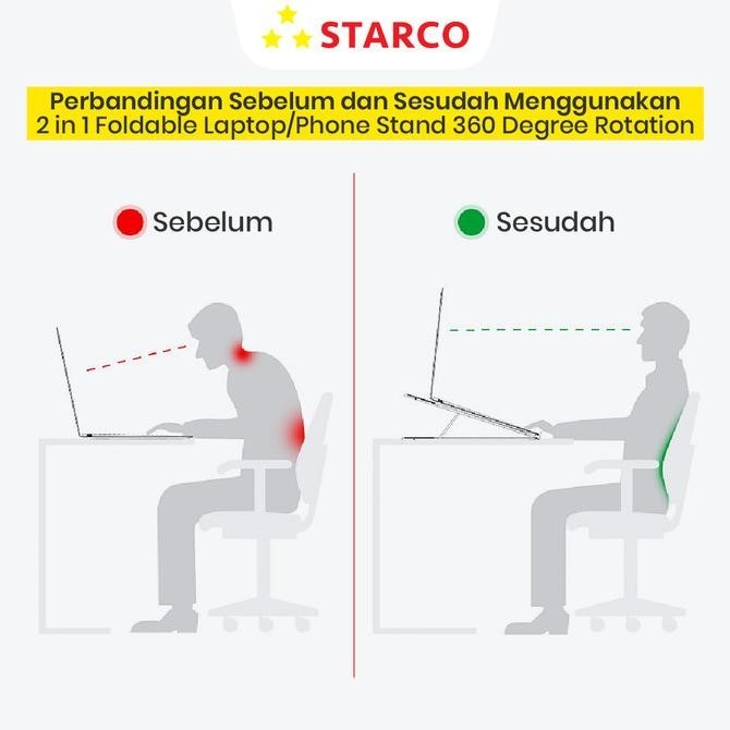 Starco 2 In 1 Foldable Laptop Stand Holder Hp Tablet Stand Meja Laptop