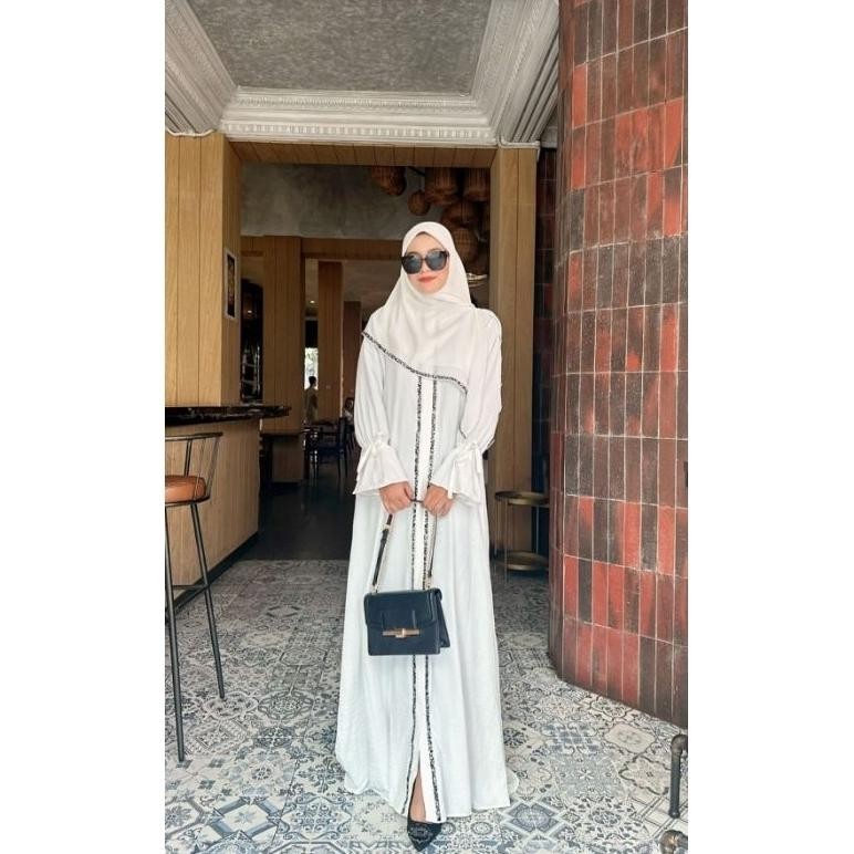 Gamis Abaya Remaja Umroh Set Jilbab Simple Dres Putih Maxi Muslimah Gamis Abaya Remaja