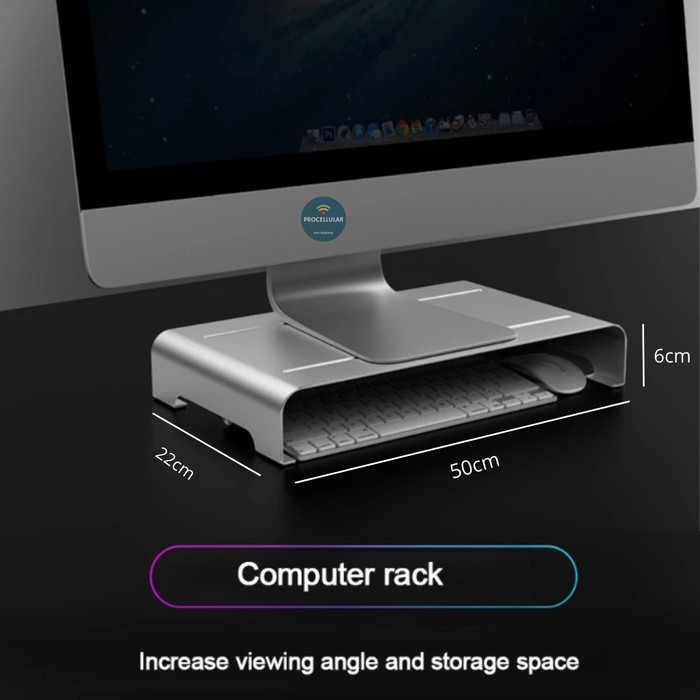 STAND MONITOR IMAC PC ALAS DUDUKAN KOMPUTER STANDING RAK ALUMUNIUM
