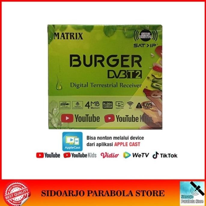 Set Top Box STB TV Digital DVBT2 Matrix Apple Burger Hijau DVB-T2 UHF