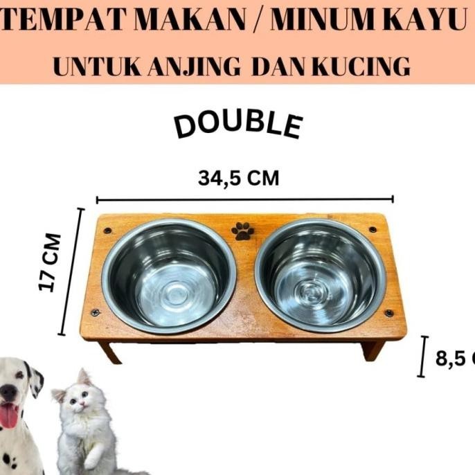 TEMPAT MAKAN ANJING KUCING MODEL TINGGI BAHAN KAYU