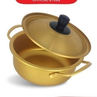 Panci Masak Air Kuning Emas Gold Korea Gagang Tutup Aluminium Anti Lengket 16CM | Sauce Pan Susu Mie