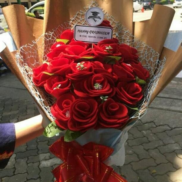 Buket Bunga Mawar Merah/Buket Flanel Mawar/Buket Bunga Mawar Flanel/Buket Bunga Flanel Mawar Besar