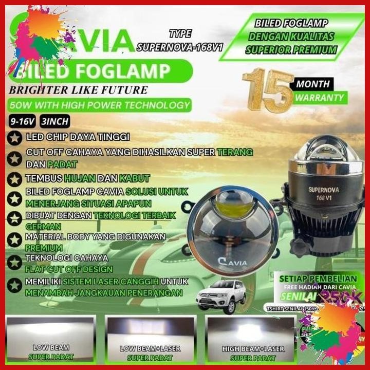 (getz) cavia-premium lampu biled led foglamp projector mobil pajero sport old