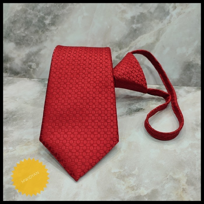Dasi Pria Dasi Instan/Zipper Merah Polos Dasi Siap Pakai
