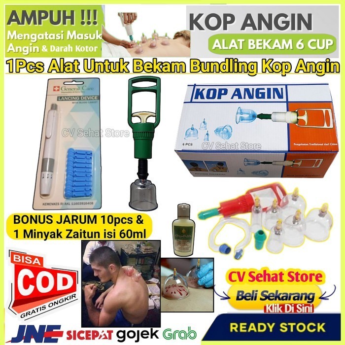 Terlaris Alat Terapi Bekam Full Set 6 Kop Komplit Pena Jarum Becam Basah Kering SALE