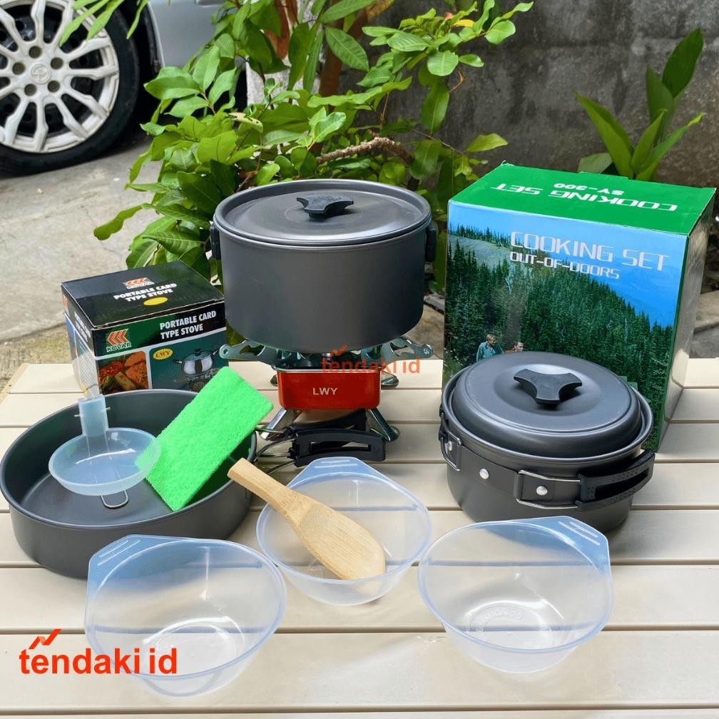 JAKALA PAKET COOKING SET SY 300 + KOMPOR LIPAT KOTAK / KOMPOR KOTAK / PAKET NESTING MURAH / ALAT MAS