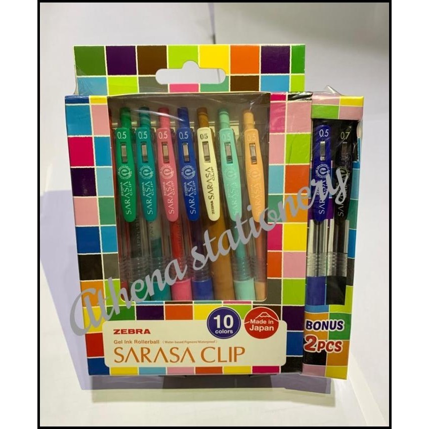 

PEN SARASA CLIP GEL INK ROLLERBALL ZEBRA SET 10 WARNA/FREE +2