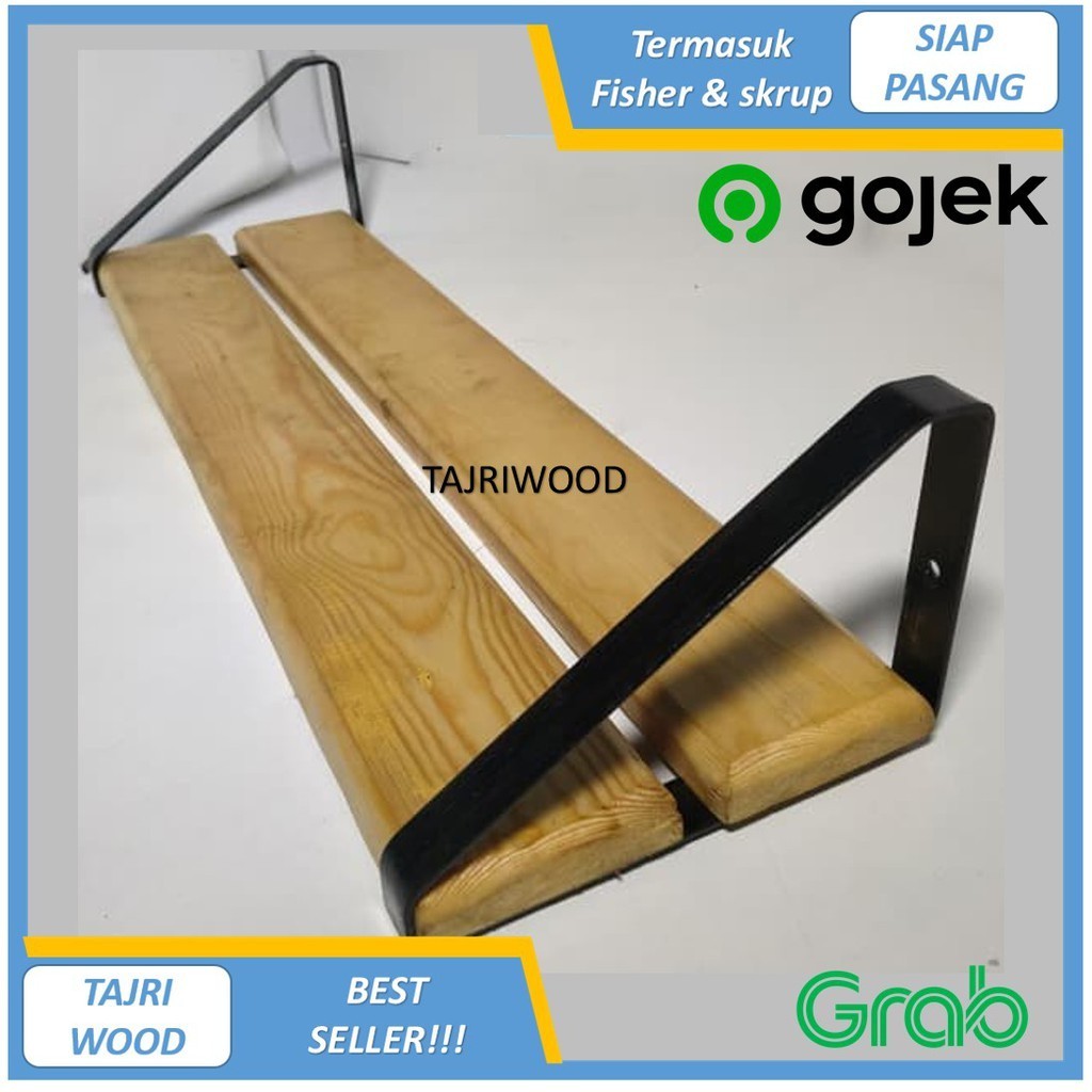 Rak dinding susun besi dan kayu rak dinding serbaguna rak dinding minimalis