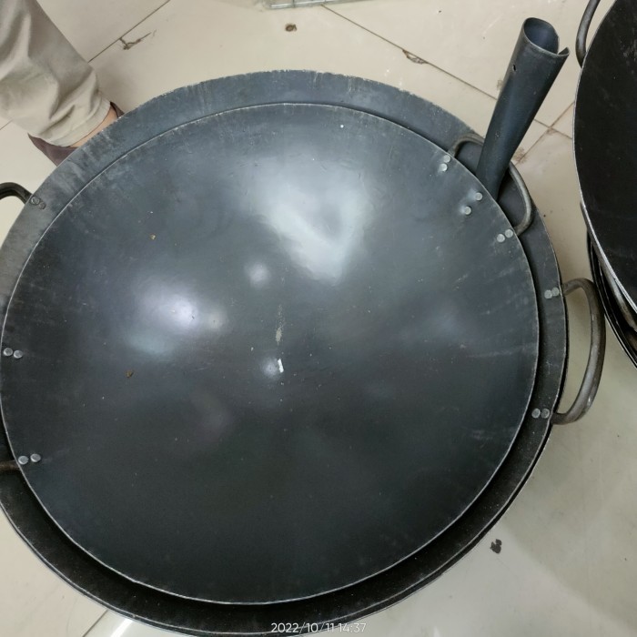 Kuali/Wajan/Wok Nasi Goreng Plat Hitam Baja Uk 50 Cm Tebal