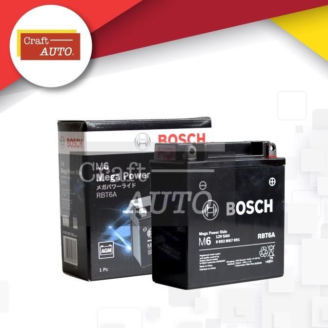 Aki Motor Mio Sporty, Mio Smile, Mio Karbu, Supra Lama Bosch RBT-6A
