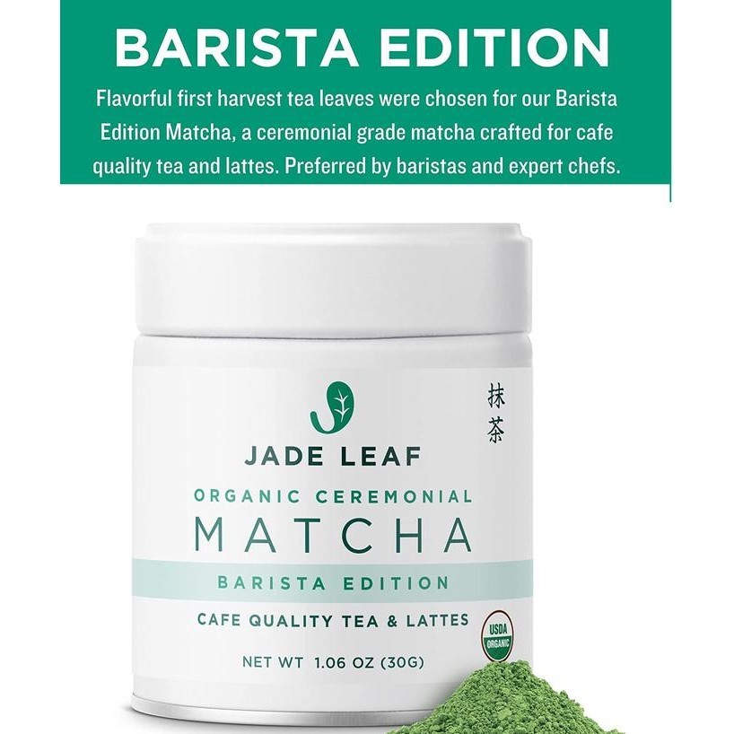 

Jade Leaf Organic Ceremonial Grade Matcha Green Tea Powder Barista ___Oasis