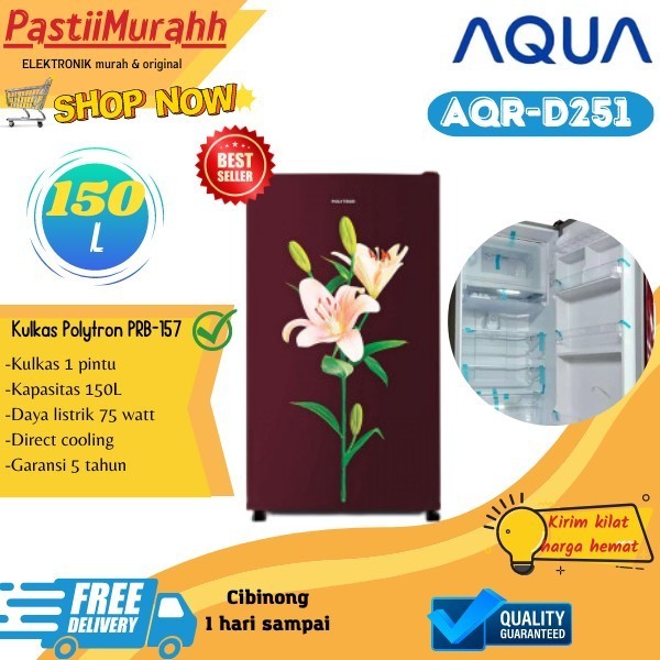 KULKAS POLYTRON PRB 157KULKAS 1 PINTU MOTIF BUNGA LOW WATT MURAH ORI