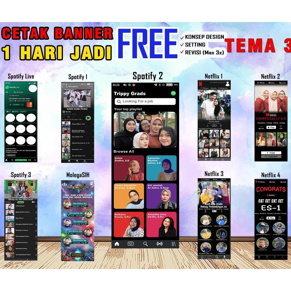 DCF Cetak Banner Wisuda Sidang Skripsi Kelulusan Graduation + Tiang X Baner Banner TERLARIS