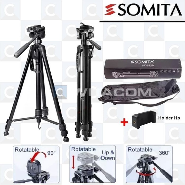 SOMITA ST-3520 ST3520 TRIPOD KAMERA DSLR MIRRORLESS + HOLDER HP