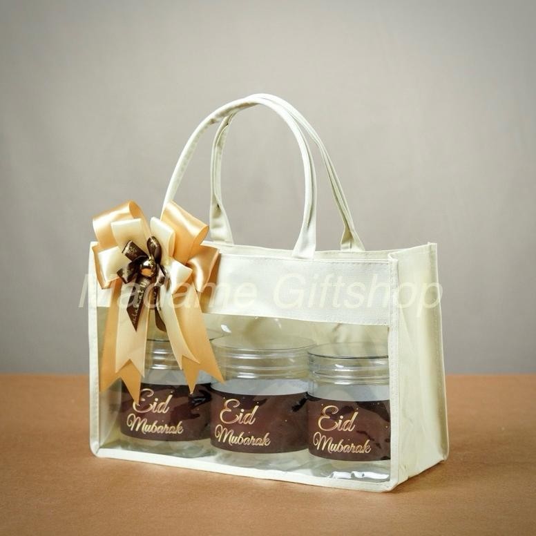 

GOODIE BAG TAS MIKA KOMBINASI HAMPERS MUAT TOPLES JAR IDUL FITRI - HIJAU / CREAM POLOS SIAP KIRIM