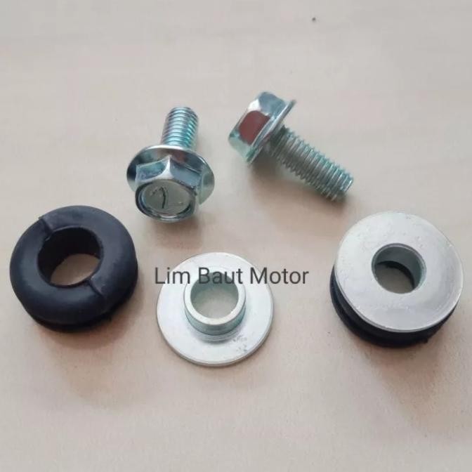 karet plus ring bosh plus baut tameng knalpot motor ( 2 set )