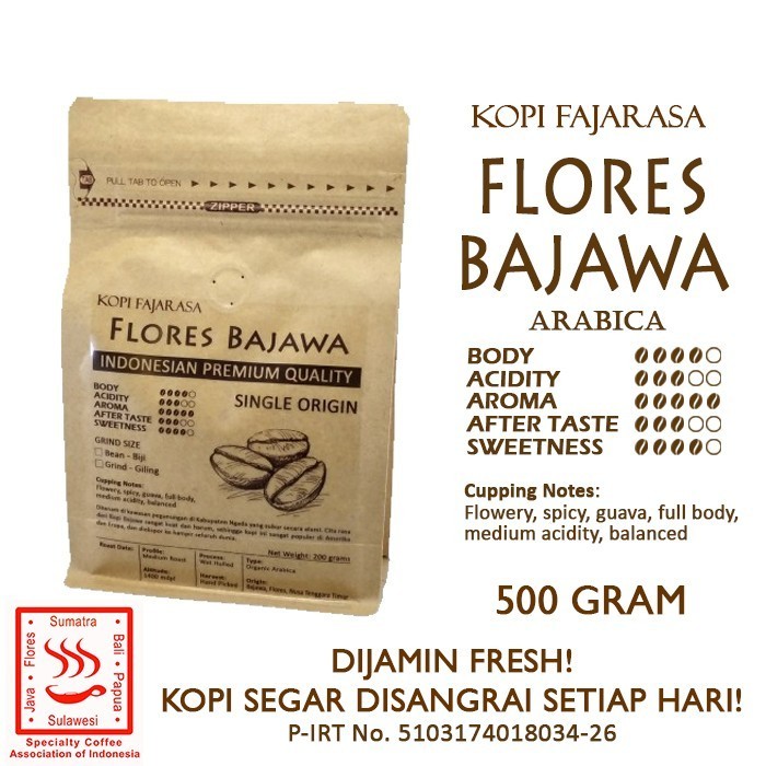 

Ready Kopi Fajarasa Flores Bajawa Biji Kopi Arabica 500 gram