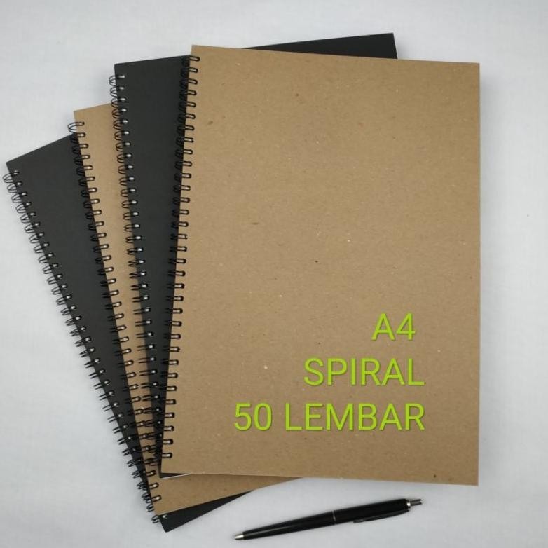 

NOTEBOOK AESTHETIC BUKU TULIS CATATAN A4 JILID SPIRAL SIMPLE BASIC TEBAL 100 HALAMAN COD