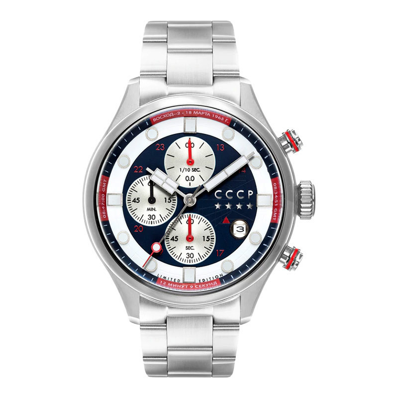 [CLEARANCE MEI] Jam Tangan Pria CCCP Comrade CP-7100-22 Chronograph Dual Tone Dial Stainless Steel S