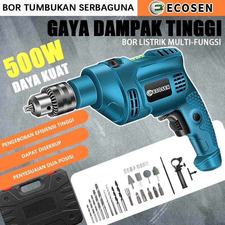 {BARU} Mesin Bor Listrik 500W Bolak Balik Electric Drill Bor Beton Kayu Besi Tembok Bor Listrik Impa