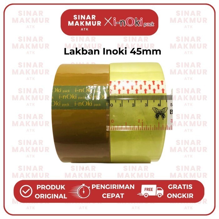 

OPP Tape/Lakban/Perekat Ekonomis Transparan/Coklat 45 mm Inoki (Slop) K01