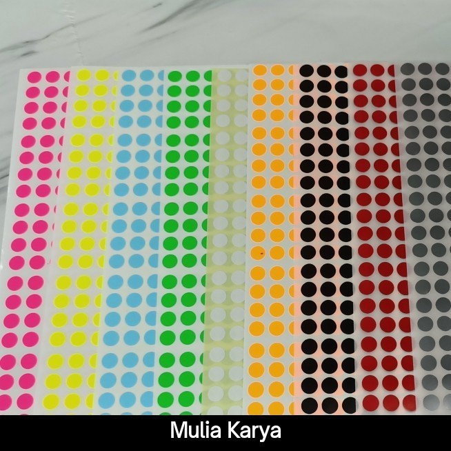 

Kertas Label Bulat Sticker 8 mm VISION Stiker Warna Warni / Bungkus K01