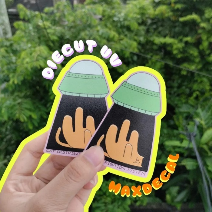 

Cetak Stiker Vinyl Premium Maxdecal Tinta UV l 8 Warna Potong Diecut