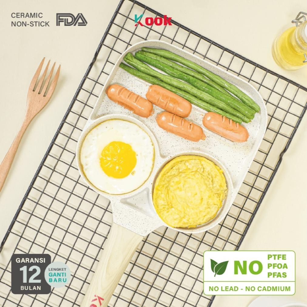 {DISKON} KOOK Brunch Pan - Alat Masak Panci Wajan Sarapan Anti Lengket Telur Cetak Sosis Sayur Panca