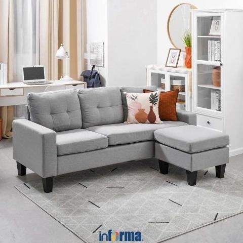 Informa - Albris Sofa Sudut Fabric - Abu-Abu