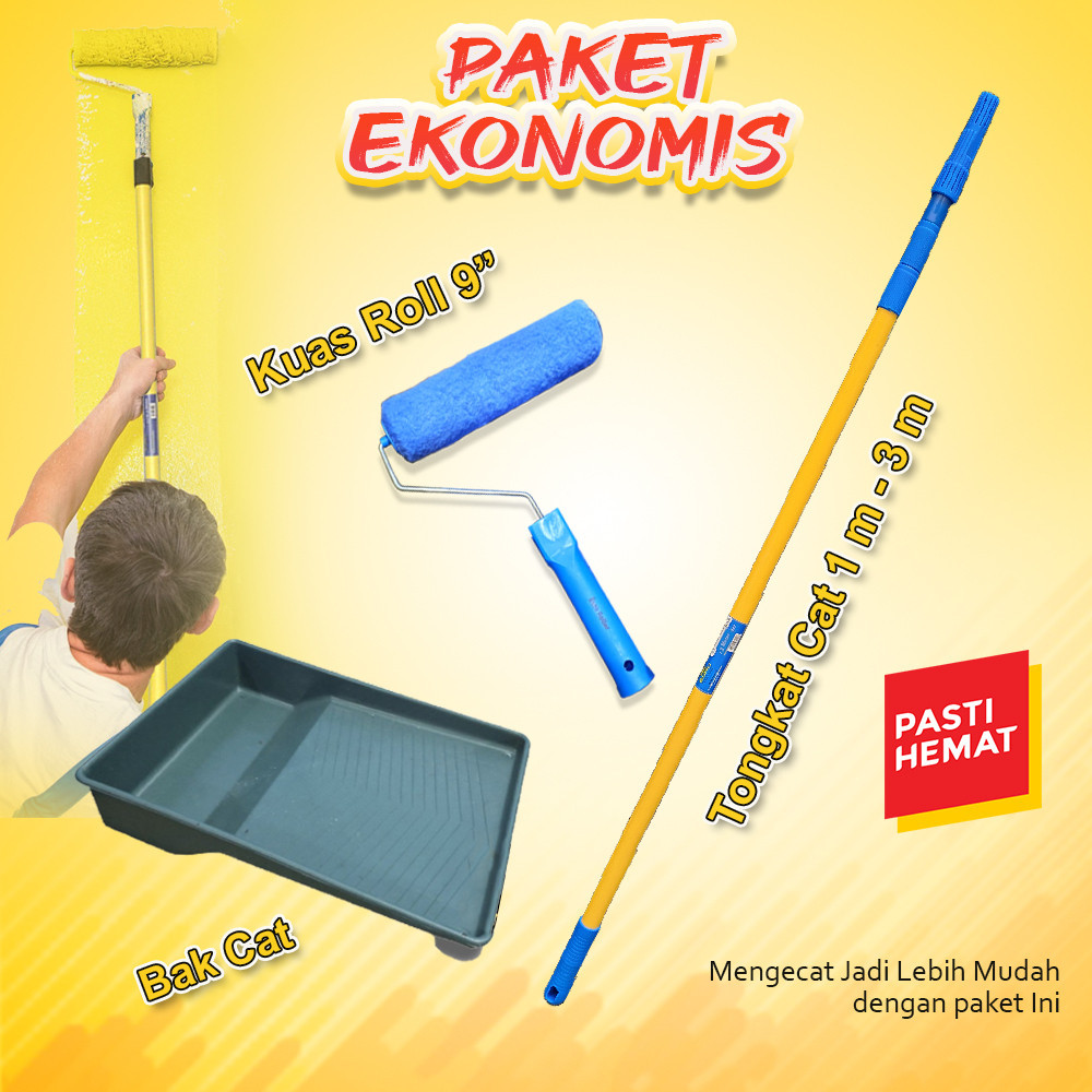 Paket Ekonos Alat Cat Tongkat Kuas Roll Dan Bak Cat Kuas Roll Bak Cat Extension