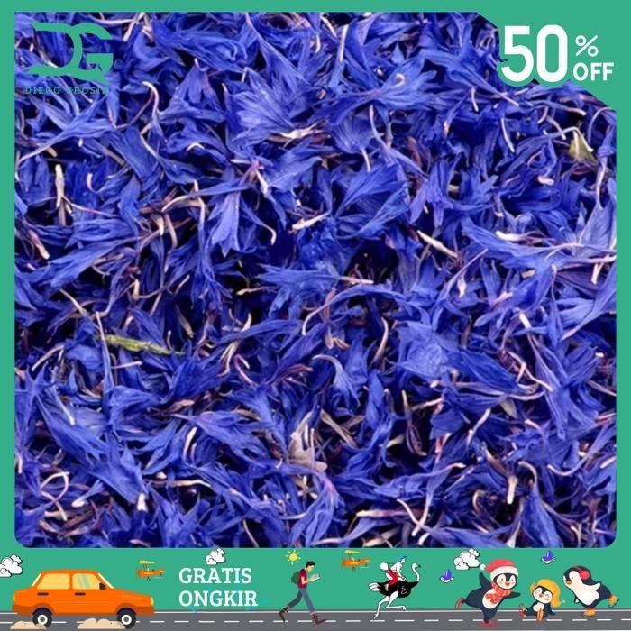 

BLUE CORNFLOWER PETAL TEA / DRIED PURE CORN FLOWER BLUE 50 GRAM PRODUK TERBAIK