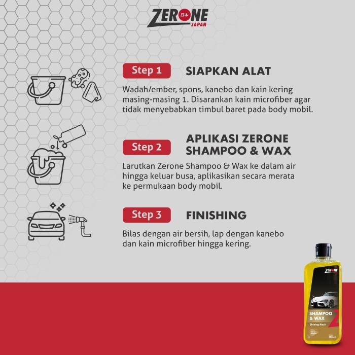 Zerone Promo Shampo & Wax Mobil Sabun Cuci Shampo Mobil Busa Melimpah