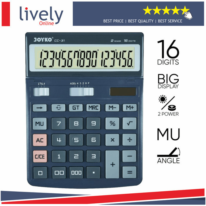 

Ready Calculator Kalkulator Joyko CC-31 16 Digits Display