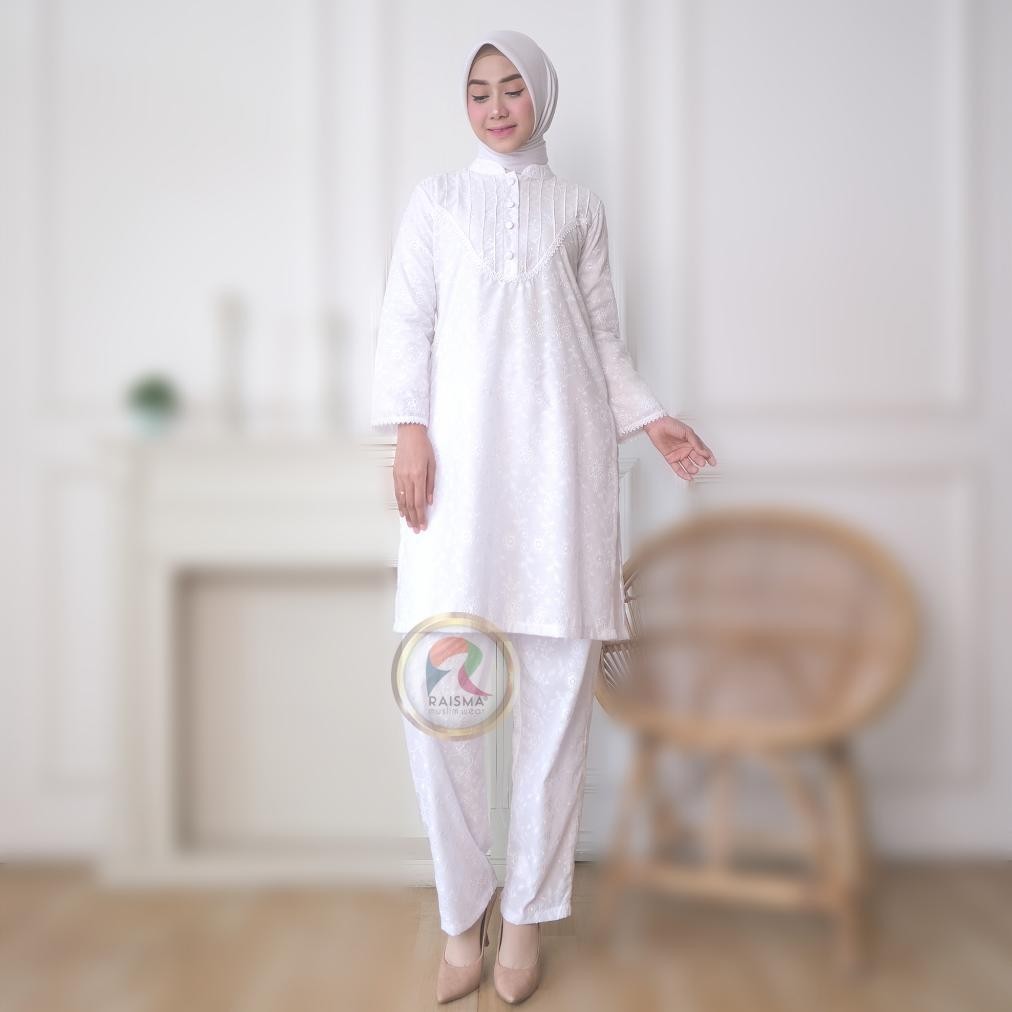 Gamis Umroh & Manasik Haji Baju Setelan Warna Putih Ihrom Hannah Gamis Wanita Syari Remaja Kekinian