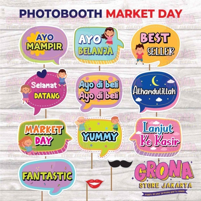 Ready Photobooth Market Day/ Acc Photo Props Market Day / Aksesoris Foto