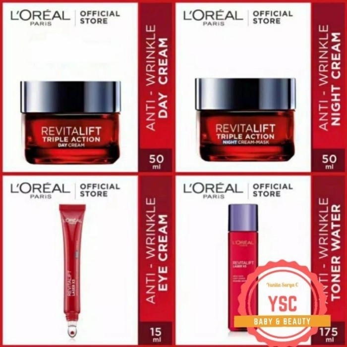 Ready LOreal Paris Revitalift Triple Action Night/Day/Eye Cream 50ml/Serum