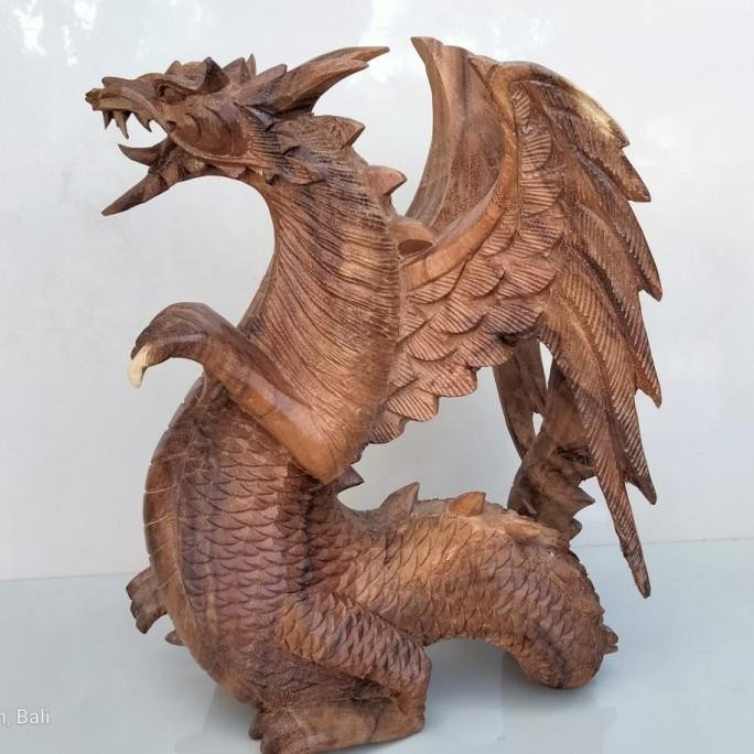 BEBAS ONGKIR - patung naga - patung naga kayu