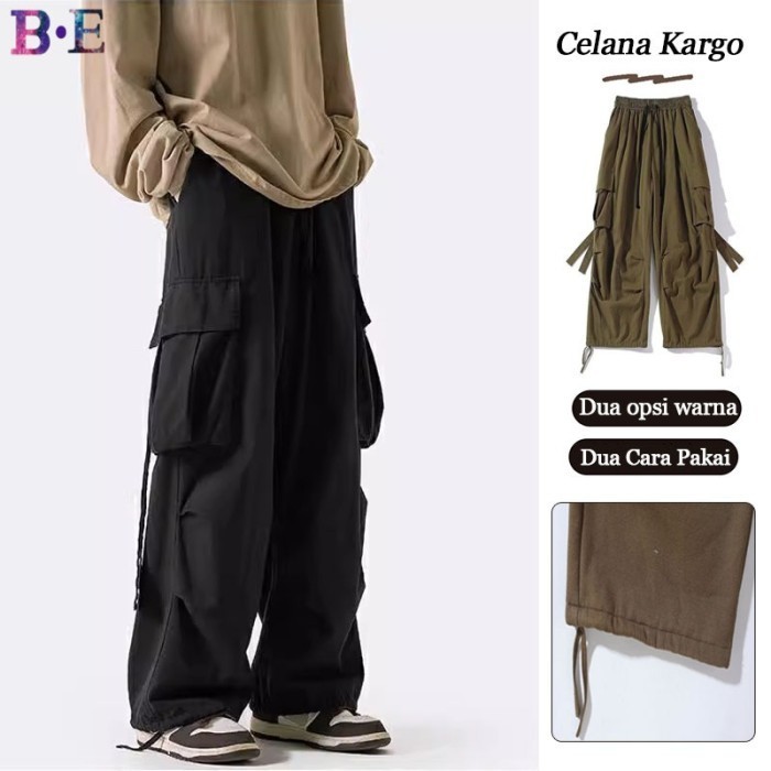 Ap77 Celana Cargo Panjang Pria Oversize Kargo Celana Joger Jumbo