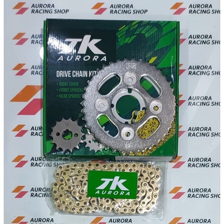 Tk Aurora Gear Set Honda New Supra X 125 Fi & Rantai 428H Gold