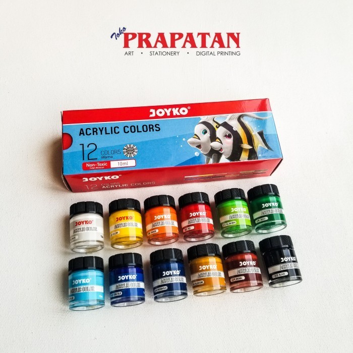 JOYKO ACRYLIC PAINT 12 WARNA 10ML / CAT AKRILIK JOYKO